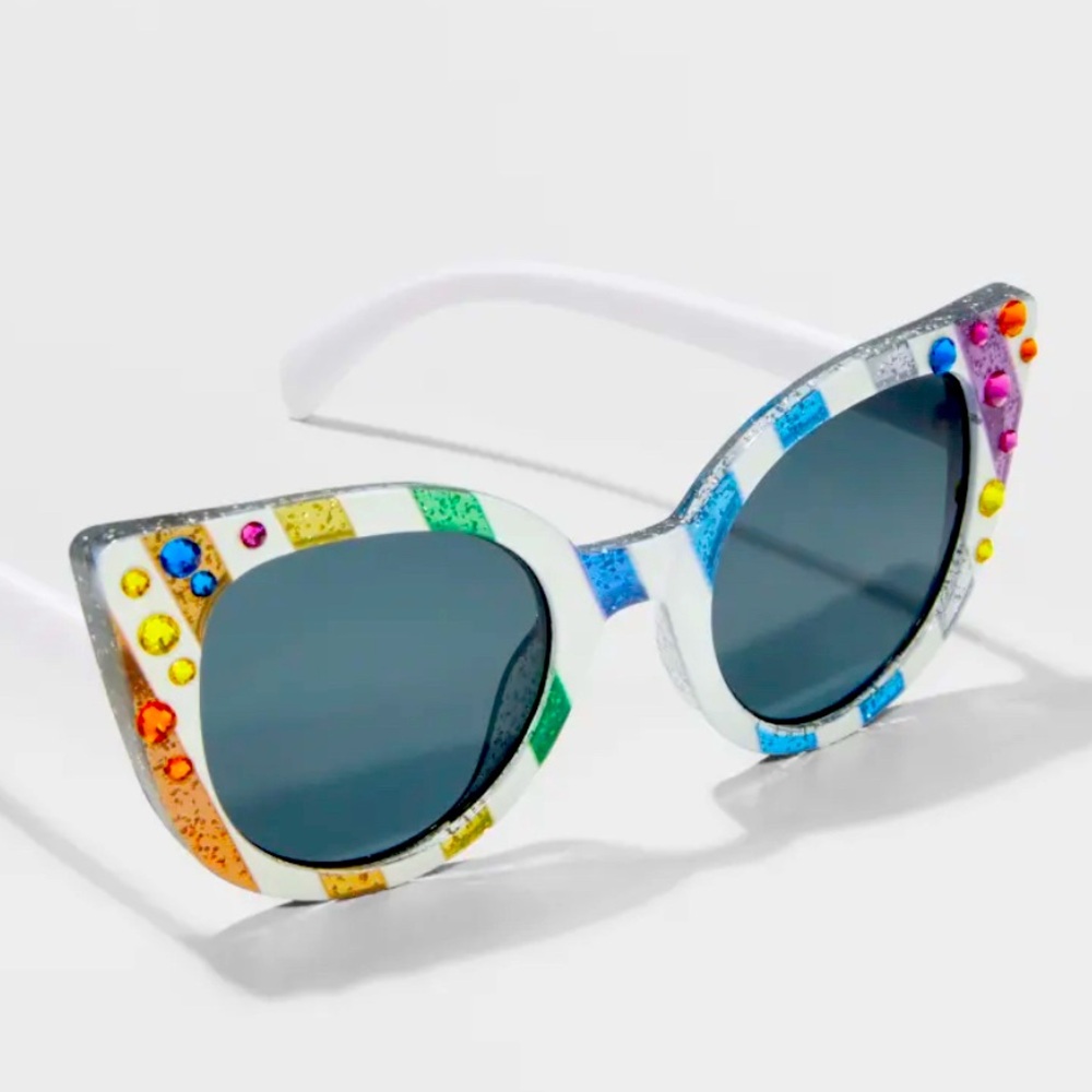 BARI LYNN Girl's White Rainbow Crystal Embellished Sunglasses - out of stock